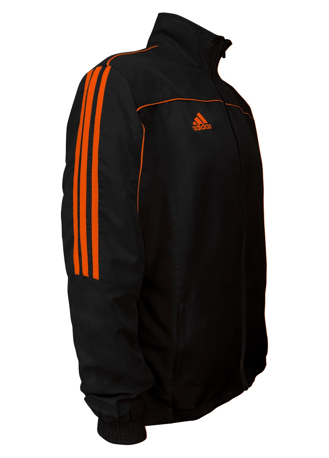 adidas Martial Arts 3-Stripes Light Tracksuit 100% Polyester Long Sleeve Jacket – Black/Neon Orange
