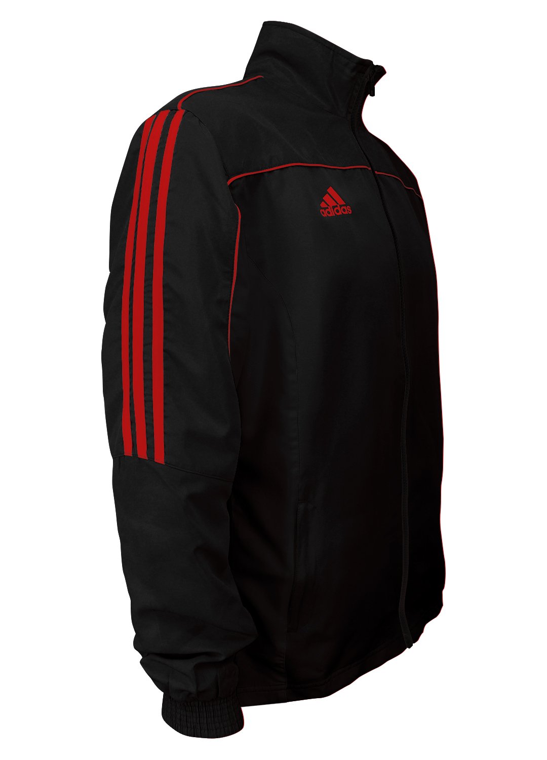 adidas Martial Arts 3-Stripes Light Tracksuit 100% Polyester Long Sleeve Jacket – Black/Red